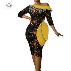 Vestidos casuais para mulheres Vestidos Tasel Elegante Ankara Vestido dashiki Tamanho Grande Fora do ombro Roupas africanas WY3686