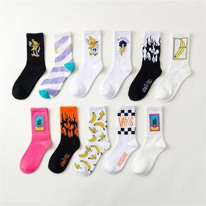 Men's Socks Cotton Striped Sweat-absorbent Deodorant Cactus Flame Banana