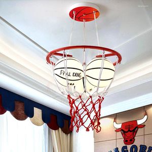 Pendant Lamps Led Basketball Chandelier Hanging Lamp Children Room Boy Girl Bedroom Living Study Kitchen Eye Protection Lighting