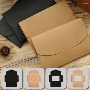 Present Wrap 10st Black Krafts Paper Cardboard Envelope Bag Wedding Invitation Cards Packaging Box Po Postcard Window