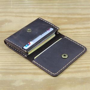 Ręcznie robione vintage oryginalne skórzane uchwyt na kartę kredytową Mężczyźni Mały portfel Kobiet Monety Tourse Buiness Card Case Crazy Horse Cowhide Mal252l