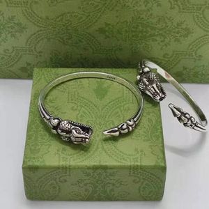 Dise￱ador de brazalete ￺nico de lujo para hombres y mujeres 925 Silver Retro Anaconda son parejas ajustables en el tiempo con las mismas pulseras de estilo