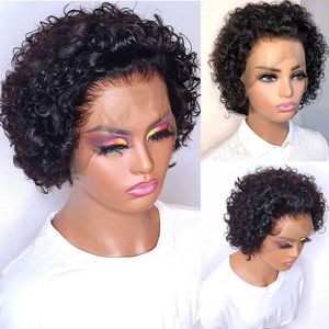 Lace Wigs Pixie Cut Short Curly Human Hair for Black Women Hd 13x1 Front Loose Deep Water Wave Bob 221212