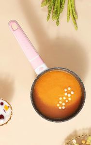 Multifunktionella icke-stickande sten baby mini plattor mjölkpotten set för soppa, perfekt för matlagning och kompletterande måltider-lätt att rengöra och hållbar
