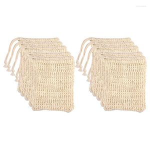 Sacos de armazenamento 652f 10pcs Bolsa de sabão Natural Sisal Saver bolsa malha líquido Esfoliante Espumante portador de seca para uso de banho de banho