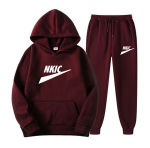 Tracksuit Men Winter Sporting Slim Fit Warm Thickened Sportswear Hooded Sweatsuit Two Piece Running Fitness Men Set Brand LOGO Print