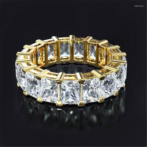 Bröllopsringar 2022 Hip Hop Jewelry Zircon Stone Silver Color Yellow Gold For Women Fashion Engagement Ring