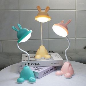 Table Lamps LED Desk Lamp Rechargeable With USB Charging Port & Phone Stand Flexible Hose Mini Cute For College Dorm