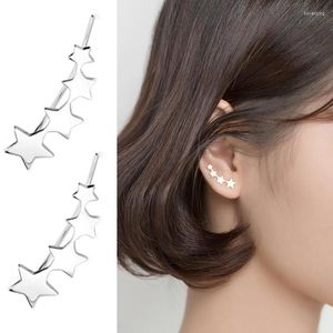 Brincos de costas LN34 Real 925 Sterling Silver Star Ear Climber For Women Cute Clerawler