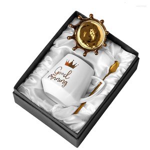 Mugs Coffee Mug Crown Cup Luxury Nordic Cups With Spoon Water Bottle Ceramic Milk For Breakfast And Girl Gift