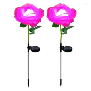 Flower Solar Lights Outdoor Roses Flowers Garden Waterproof Decorative For Patio Pathway Court