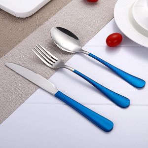 Servis upps￤ttningar rostfritt st￥l f￤rgglad middag knivgaffel sked rosa bordsartiklar fr￥n Blue Flatware Set K￶k tillbeh￶r