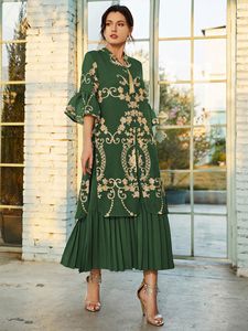 Vestidos casuais Toleen Mulheres elegantes Maxi Long Shirt Dress 2022 Summer Luxury Borderyery Abaya Turquia árabe da Turquia Africana Robe