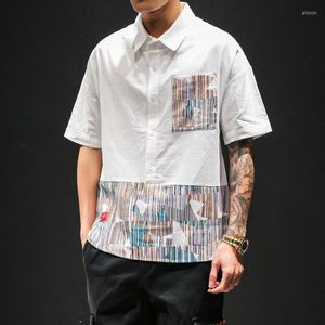 Polos męski 5xl japońska odzież uliczna Plus Men Summer Polo Shirts Pocket Front Casual Short Sleeve Blouse Man Style xxxxxl