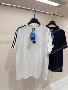 xinxinbuy Men designer Tee t shirt Paris stripe Letters Embroidery short sleeve cotton women gray white black Apricot XS-L
