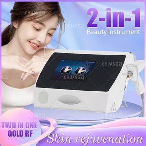 Gold 2 IN1 RF MicroNeedle THERMAL Beauty Machine Facial Equipment Face Liftting Stretch Mark Acne Wrinkle Removal Needl Salon