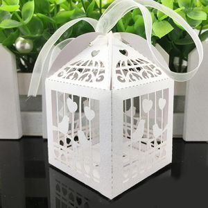 Gift Wrap 50st Laser Cut Candy Boxes Wedding Party Favor Hollow Carriage Baby Shower Favors With Ribbon
