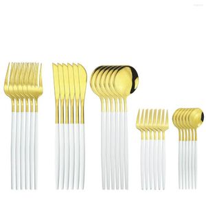 Conjunto de utensílios de jantar conjunto de talheres de aço inoxidável de ouro branco 30pcs facas bolo de frutas garfo de café colloaons jantar dinâmico piquenique tatilhão de cozinha