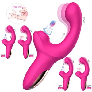 Sex Toy Massager Kvinnliga produkter som laddar G-Spot Sugande klappknappning Finger Vibrerande massage Stick Kvinnlig Masturbation Vibrator