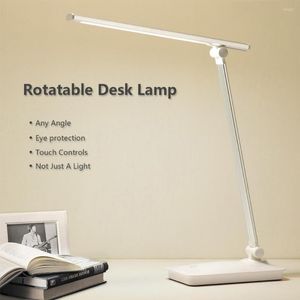 Lâmpadas de mesa 5W 180 ° Lâmpada LED rotativa USB Recarregável mesa dobrável Leitura de luz sensível à luz Controle de toque para