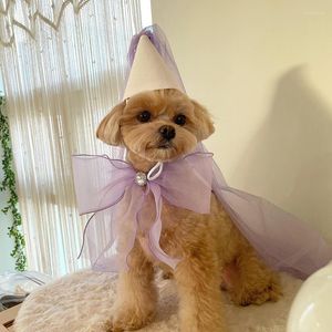 Dog Apparel Pet Birthday Party Saliva Towel Teddy Triangle Scarf Bow Ribbon Pocket Bib Accessoriessaliva Hat Set