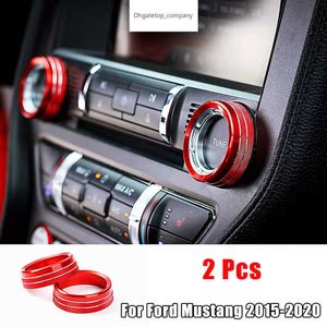 2Pcs Air Condition Radio Knob Rings AC Control Switch Button Decorative Ring Cover for Ford Mustang 2015-2020 Audio Trim