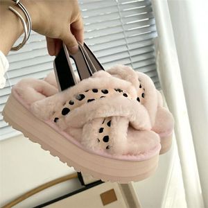 Winter australia designer slippers Disco Cross shearling Slide animalia Sandals white black chestnut lime Pink Scallop Charcoal snow boots fashion women shoes