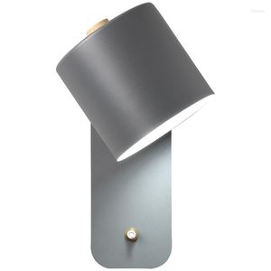 Lâmpada de parede cabeceira quarto proteção para os olhos na frente da cama leitura rotativa com interruptor macaron