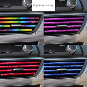 10pcs araba hava çıkışı dekoratif şeritler otomatik DIY iç modifikasyon yükseltmeleri araba krom kaplamalı renkli araba stil aksesuarları