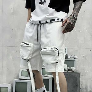 Männer Shorts Männer Overalls Knie Länge Sommer Weiß Schwarz Cargo Shorts Multi-tasche Hip Hop Koreanische Streetwear Männliche Fünf punkte Hosen G221214