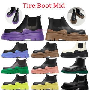 2023 Designer Black Grass Tire Chelsea-Stiefel, pflanzlich gegerbt, Futterleder, Gummi-Außensohle, Plattformhöhe, Schwarz, Zitrone, Türkis, Avocadogrün, Größe 35–45