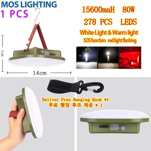 New 15600maH 80W Rechargeable LED Camping Lantern Strong Light with Magnet Zoom Portable Torch Tent Light Work Maintenance Lighting