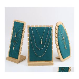 Jewelry Pouches Bags Pouches Wooden Box Display Stand Rack For Necklace Earring Pendant Chain Holder Board Storage Shelf 3411 Q2 Dr Otfcq