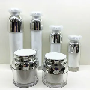 30g/50g Cosmetics Cream Jar Bottles Empty Makeup Container 15ML/30ML/50ML/100ML White Empty Acrylic Emulsion Essence Vacuum Pump Packing Bottle