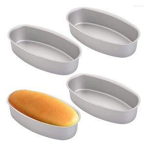 Backwerkzeuge 4 Packungen ovale Käsekuchenform – 20,3 cm antihaftbeschichtete Kuchen-, Brot- und Backformen, Aluminium-Brot-Kastenformen