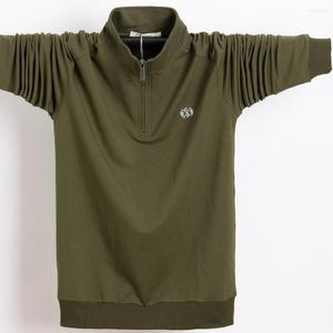 Men's Polos High Quality 95% Cotton Plus Size 4XL 5XL 6XL Pure Color Casual Long Sleeve Polo Shirt Men Navy Blue Green Black Soft Mature