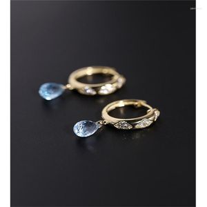 Brincos de Dangle Daimi Sky Blue topázio feminino gemas femininas genuínas 925 Tesouro de cor de água prateada para enviar namorada