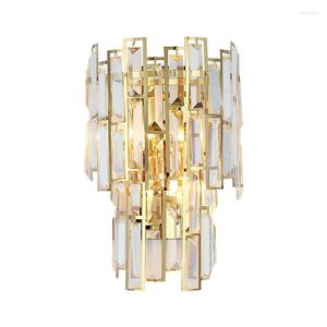 Wall Lamps Led Modern Crystal Stainless Steel Golden Light Indoor TV Background Lamp For Bedroom Living Room Designer Art Decor