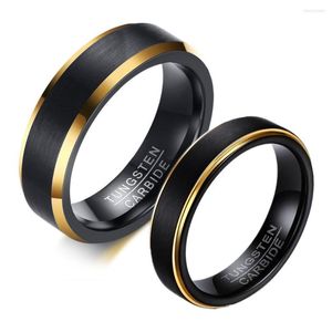 Bröllopsringar Promise Tungsten Carbide Bands Par For Women Black Matte Man Lovers Gift Engagement Jewelry 4mm 6mm