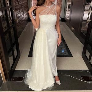 Ivory Sheath Wedding Dresses Ankle Length One Shoulder Column Bridal Gown Wave Point Garden Vestidos De Novia Mariage