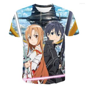 Camisetas masculinas 2022 Anime Men and Women Sword Art Online 3D T-shirt Fashion Fashion Sleeved Tops de verão Casual Casual Roupas