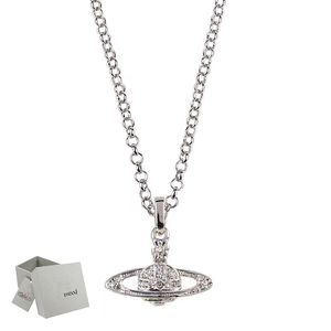Saturn Curved Necklace Pearls Diamond Tennis ketting vrouw zilveren ketens vintage trendy stijl