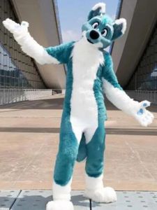 2023 Fur Husky Dog Fox Mascot Trajes para adultos Circus Christal Halloween Roupe