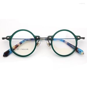 Sonnenbrillenrahmen 2022 Handgemachte Vintage Grüne Brille Rahmen Metall Runde Myopie Auge Für Männer Optische Anti Blaues Licht