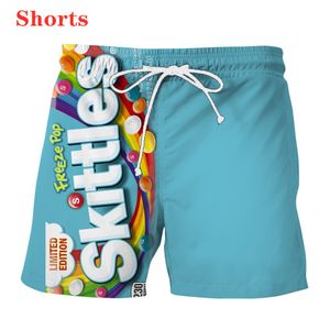 Hip Hop Sportwear Punk Casual Pontas de pista solta Men do outono Men cool Print Froot Loops Cereal 3D Shorts