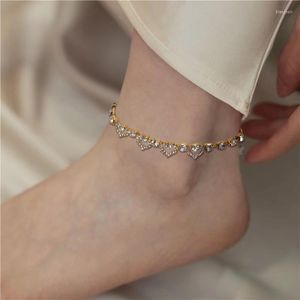 Fußkettchen Mode Schmuck Gold plattiert sexy Knöchel Armband Kette Fuß Strass Herzdesign Achtung