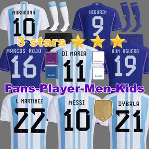 2024 2025 Argentina Soccer Jerseys fans Player Version Messis Allister Dybala di Maria Martinez de Paul Maradona Men and Women Football Shirt Children Children