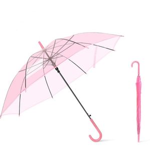 Düğün Favor Renkli Clear Pvc Şemsiye Uzun Sap Yağmur Güneş Şemsiyeleri Görüş-Umbrella SN549