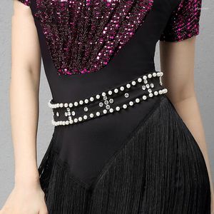 Stage Wear Donne adulte Accessori per spettacoli di danza latina Gioielli Cintura con strass perla per sala da ballo Cha Samba Tango Valzer DL6537