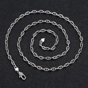 Link Chain Necklaces Pig Nose 925 Sterling Silver Links Necklace 55 60 65 70 75 cm Gothic Punk Chains Handmade Fine Jewelry Accessories Gifts for Men Women